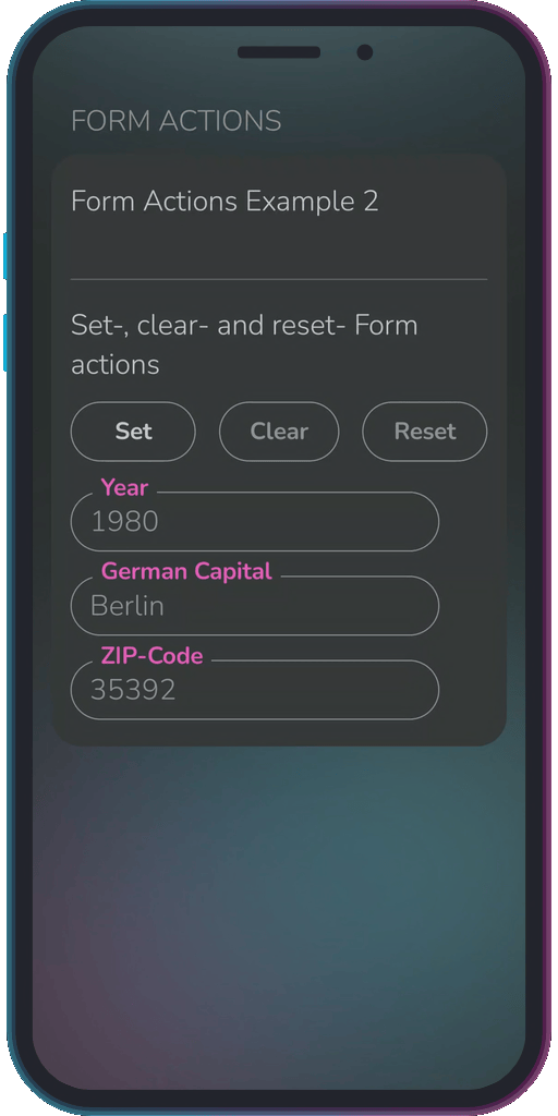 The app showing the results of the sample code from Example 2.