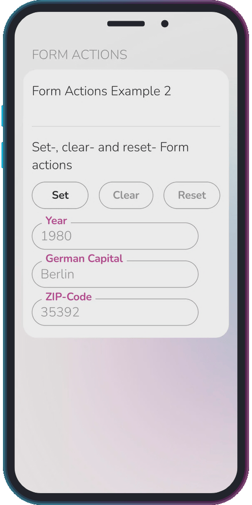 The app showing the results of the sample code from Example 2.