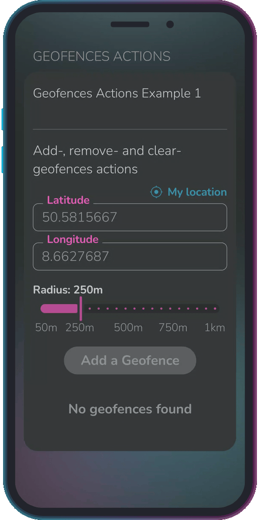 The app showing the results of the sample code from Example 1.