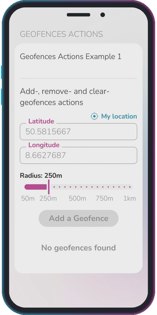 The app showing the results of the sample code from Example 1.