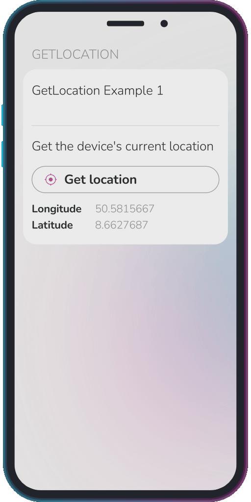The app showing the results of the sample code from Example 1.
