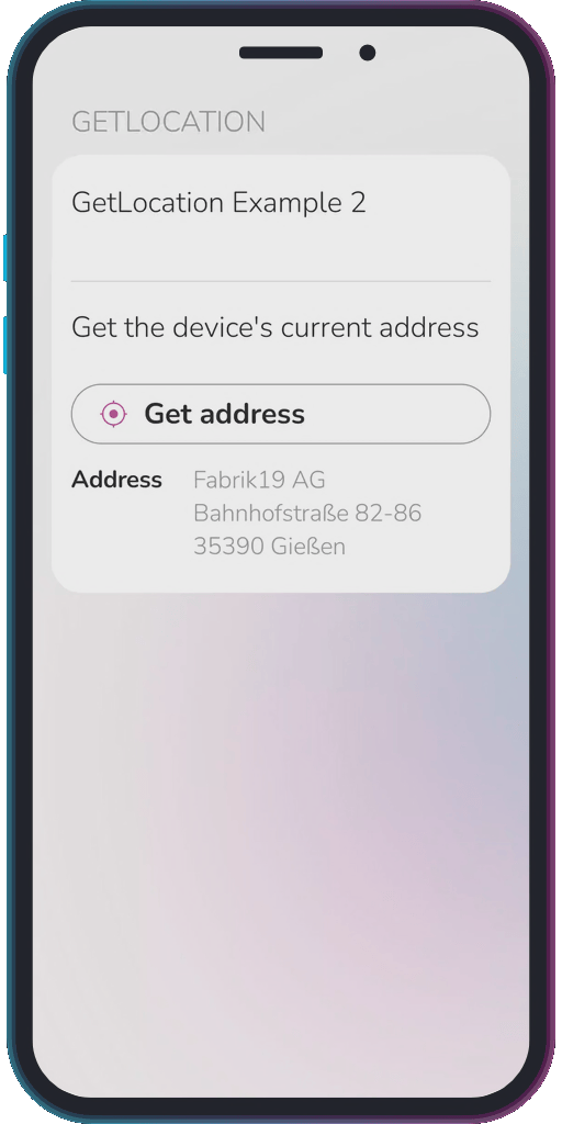 The app showing the results of the sample code from Example 1.