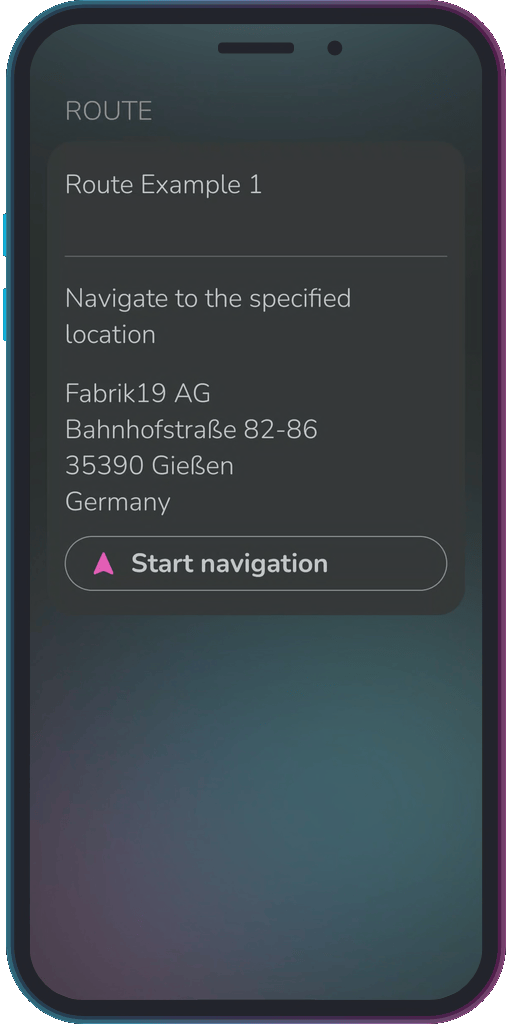 The app showing the results of the sample code from Example 1.