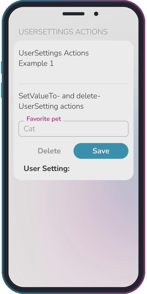 The app showing the results of the sample code from Example 1.