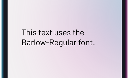 The app showing the text layer using the Barlow-Regular font.