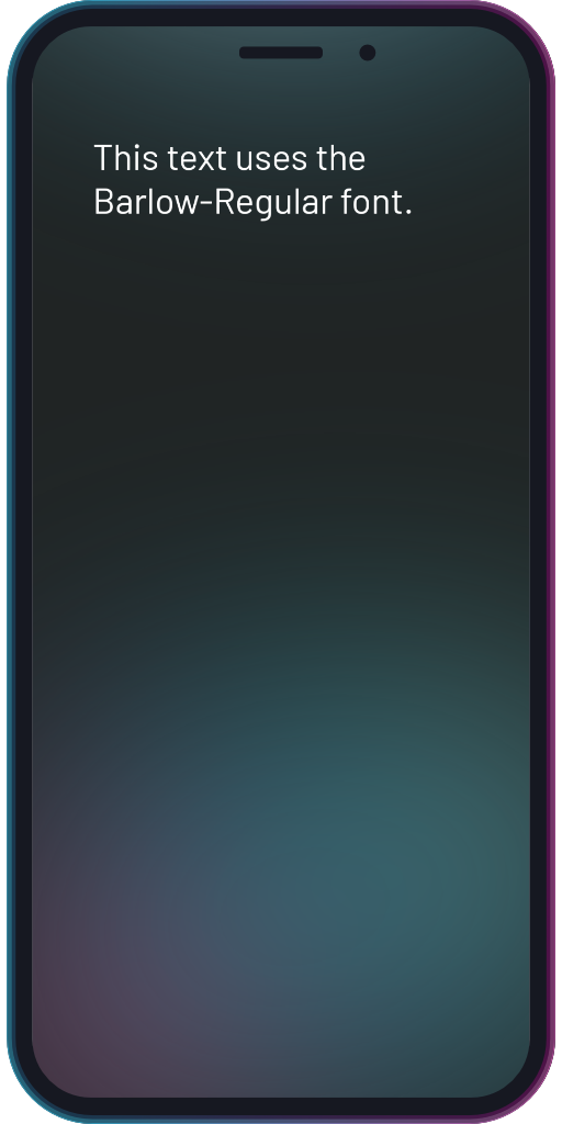 The app showing the text layer using the Barlow-Regular font.