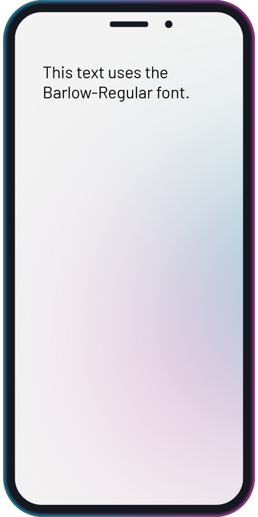 The app showing the text layer using the Barlow-Regular font.