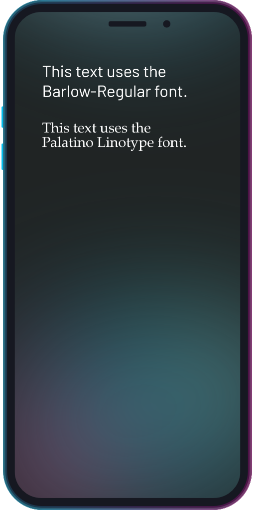 The app showing the results of the sample code from Example 1.