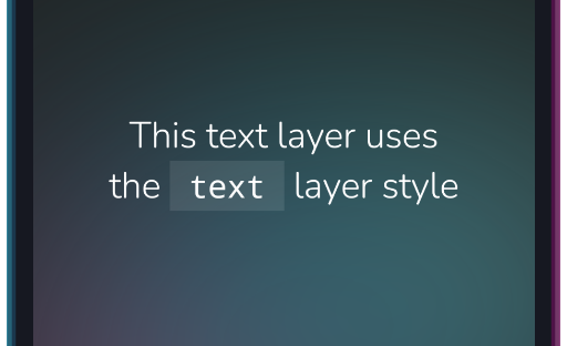 The app showing the text layer with the applied layer style text.