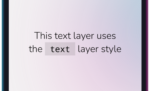 The app showing the text layer with the applied layer style text.