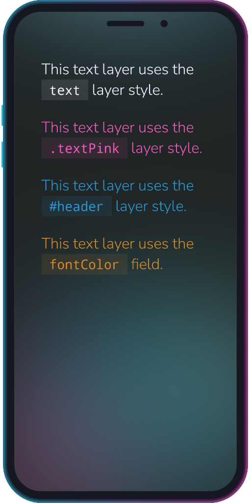 The app showing the priority of different layer styles.