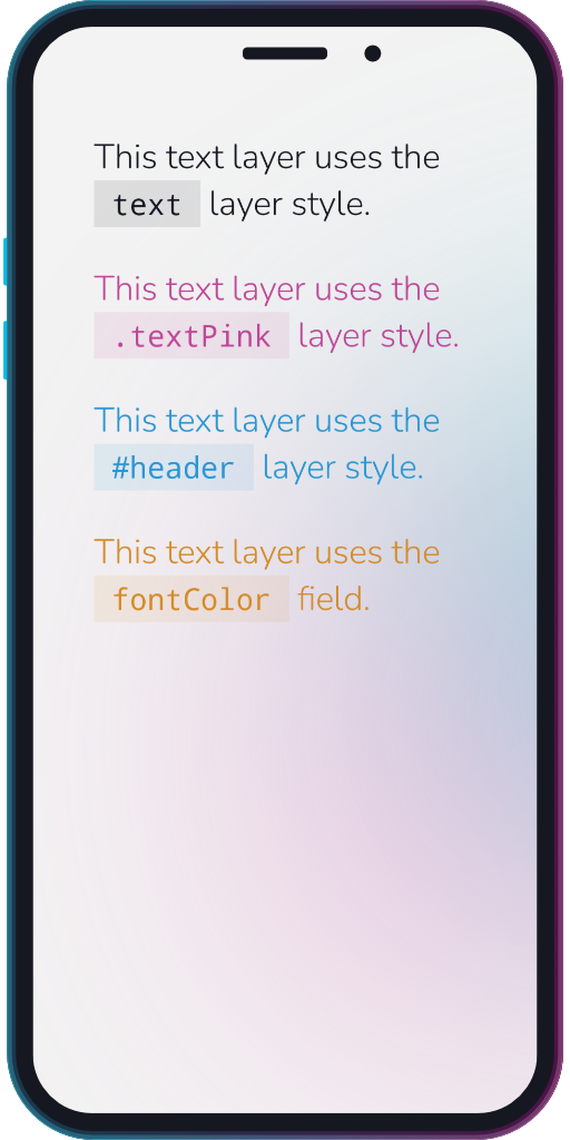 The app showing the priority of different layer styles.