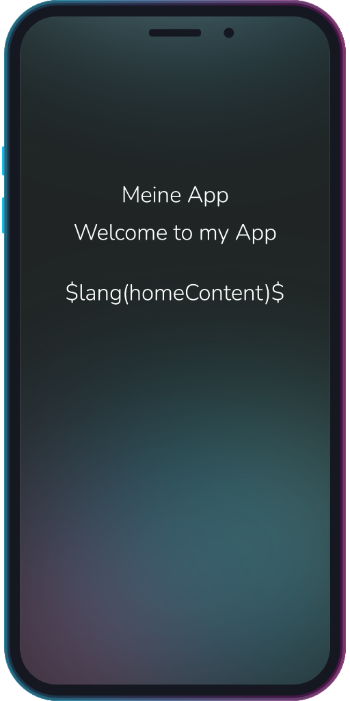 The app showing the fallback behavior for a missing translation key.