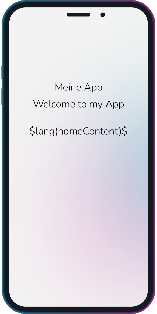 The app showing the fallback behavior for a missing translation key.