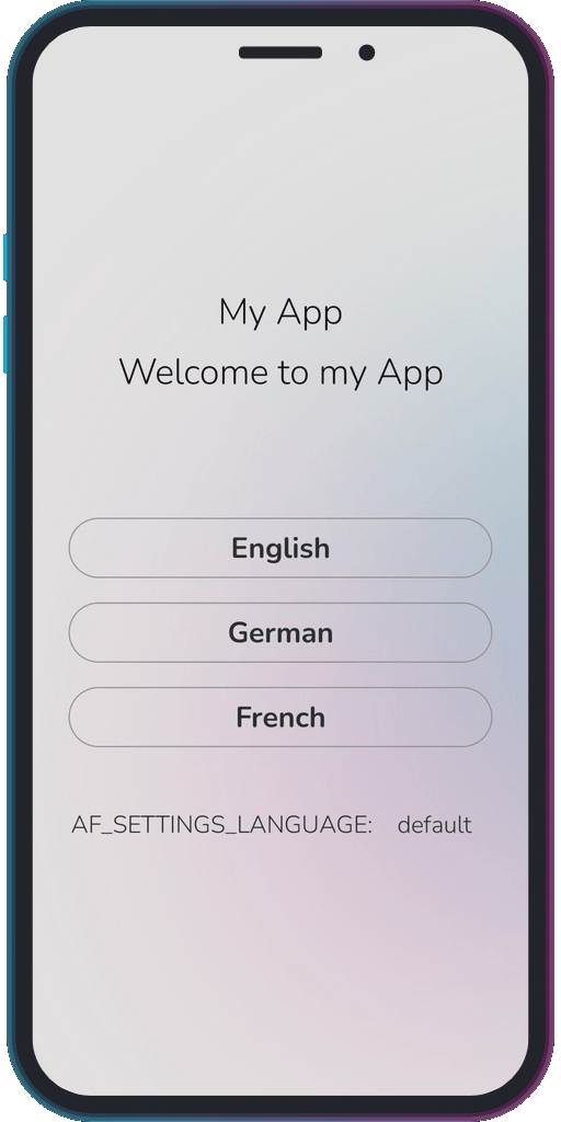 The app switching between different languages.